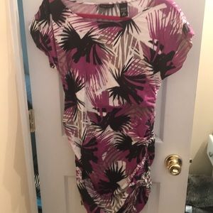 “Palm” Hawaiian print ruched tie dress